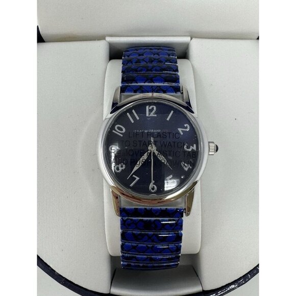 Isaac Mizrahi Jewelry - Isaac Mizrahi Live Watch Women 32mm Blue Tone Checkered Stretch New In Box